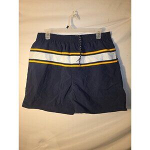 Croft & Barrow Mens Swimsuit Swim Trunks Size XL Lined Navy Stripe Elastic Waist